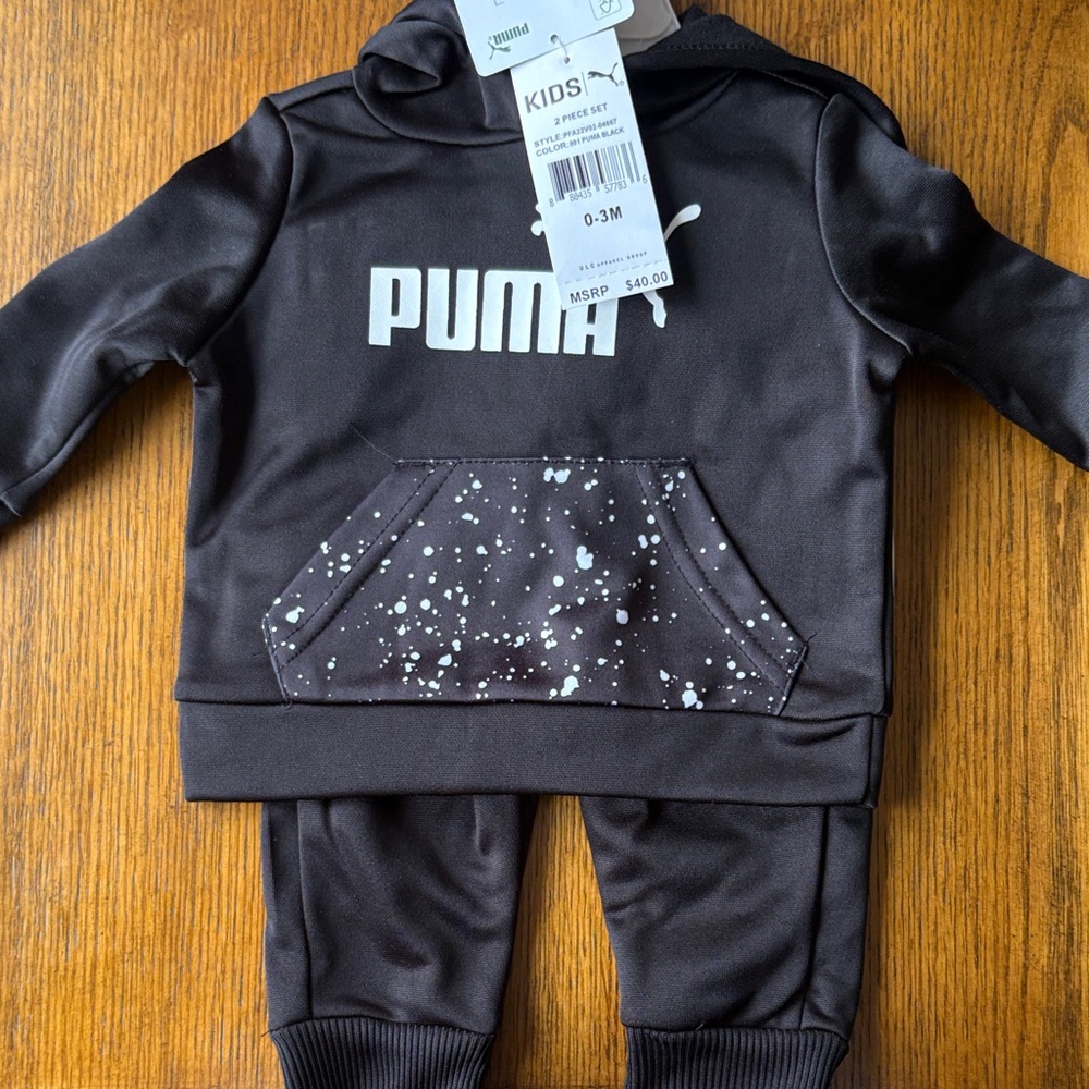 Puma Black Infant Hoodie Set